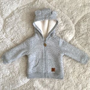 Carter's Gray Hooded Zip Front Baby Jacket with Ear Details